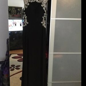 gorgeous black and silver prom pageant dress